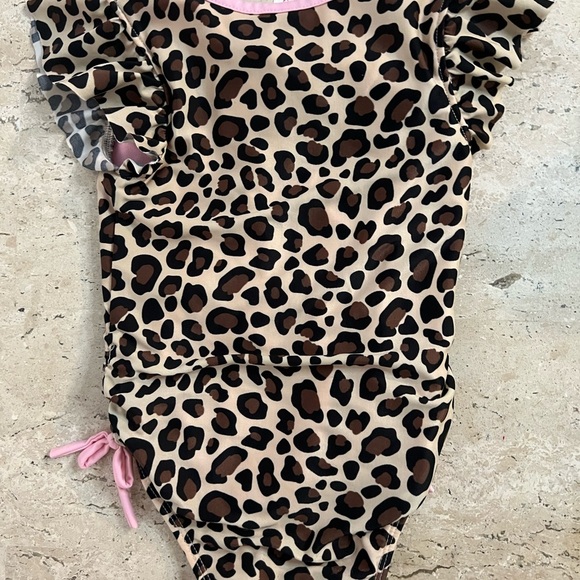 Girls Cat and Jack Leopard Print Swimsuit Size 2T - Picture 2 of 3
